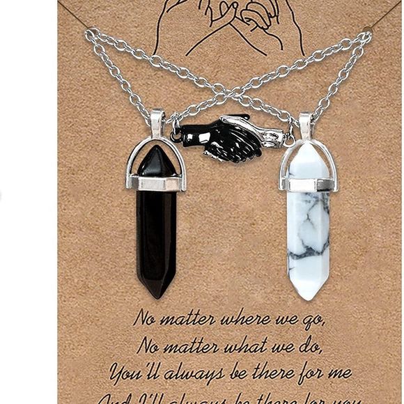 MJartoria BFF Necklace for 2 Crystal Charms Best Friend Necklace - Picture 1 of 3
